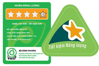 Mẫu tem dán nhãn năng lượng sau khi kiểm tra hiệu suất motor